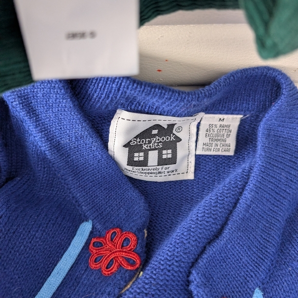 Women's Storybook Knits Medium Blue Sweater Dragon Knit Oriental - Picture 5 of 5